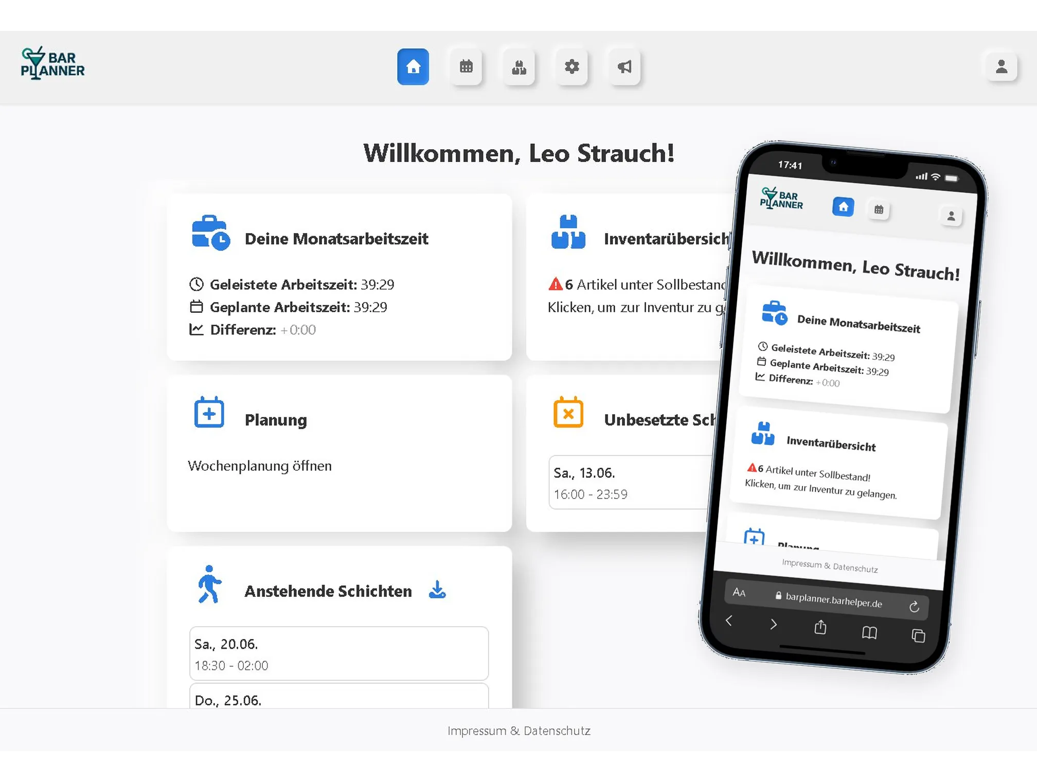 Barplanner Dashboard