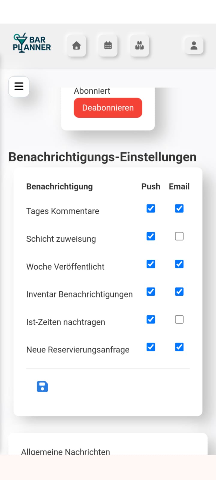 Screenshot der PWA-Benachrichtigungen